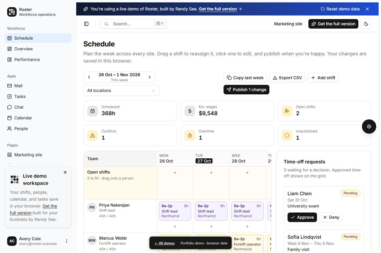 Roster interface